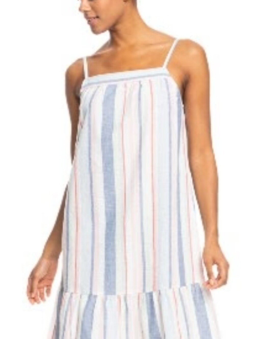 Roxy NWT Glorious Sunshine Cotton/Linen Striped Midi Dress, M